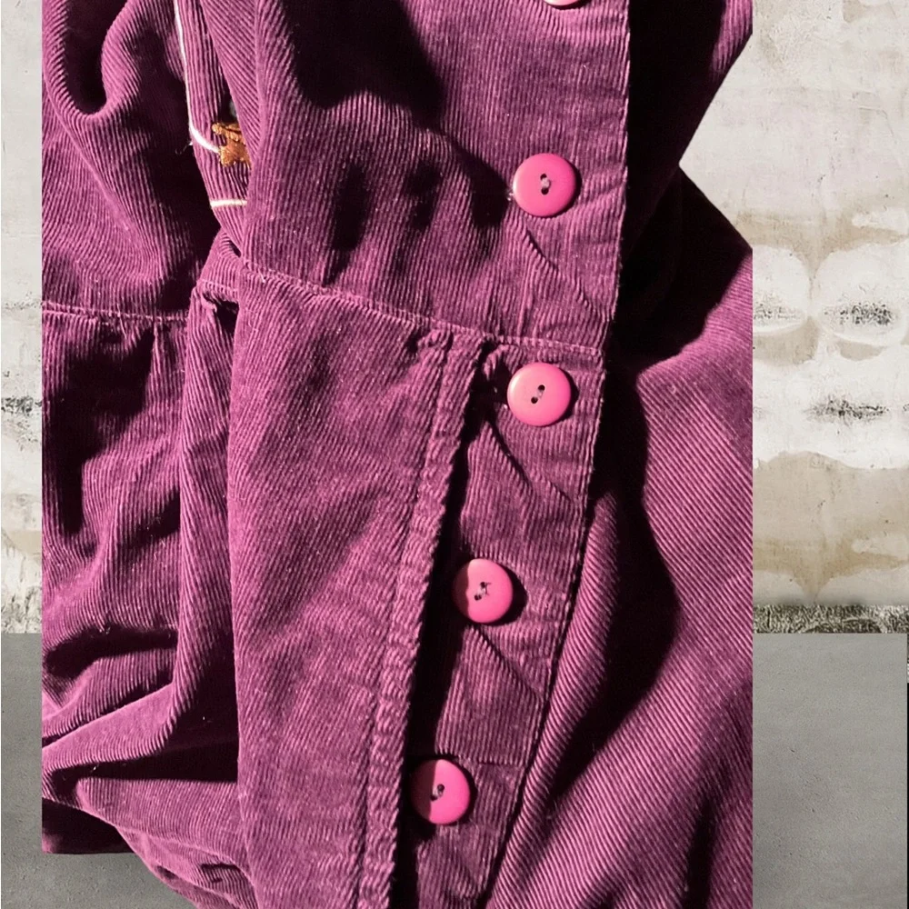 CLASSIC POOH Vintage Purple Corduroy  Overall Dress - Picture 8 of 10